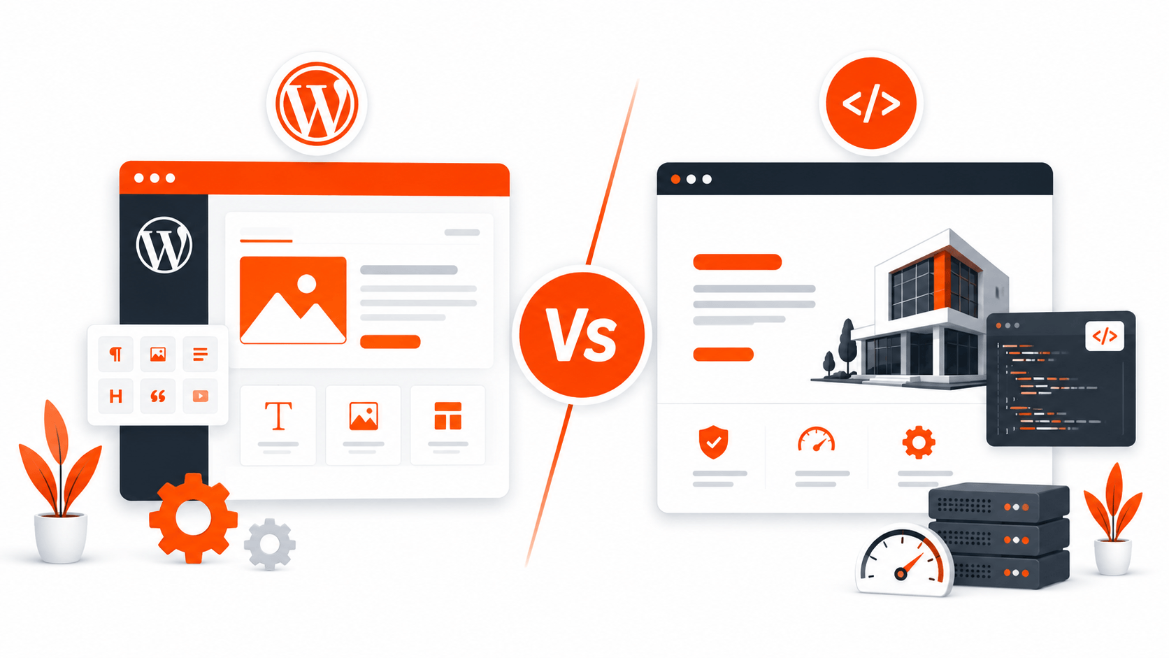 WordPress CMS versus a custom-built website in 2026 — comparison of content management and custom development